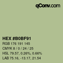 カラーコード: HEX #B0BF91 | qconv.com