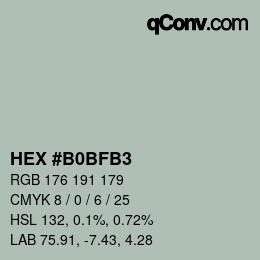 颜色代码: HEX #B0BFB3 | qconv.com