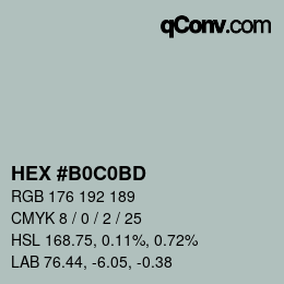 颜色代码: HEX #B0C0BD | qconv.com