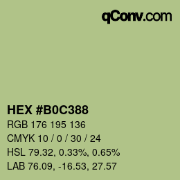カラーコード: HEX #B0C388 | qconv.com