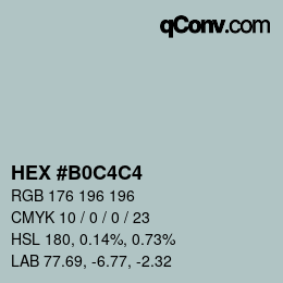 Farbcode: HEX #B0C4C4 | qconv.com