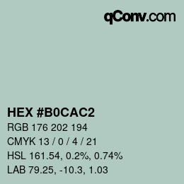 Color code: HEX #B0CAC2 | qconv.com