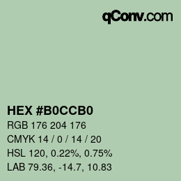 Color code: HEX #B0CCB0 | qconv.com