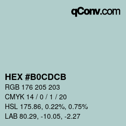 カラーコード: HEX #B0CDCB | qconv.com