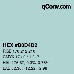 Color code: HEX #B0D4D2 | qconv.com