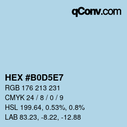 カラーコード: HEX #B0D5E7 | qconv.com