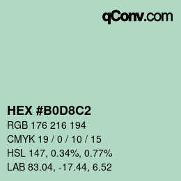 Color code: HEX #B0D8C2 | qconv.com