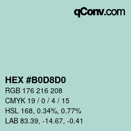 カラーコード: HEX #B0D8D0 | qconv.com