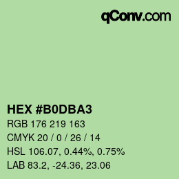 Farbcode: HEX #B0DBA3 | qconv.com