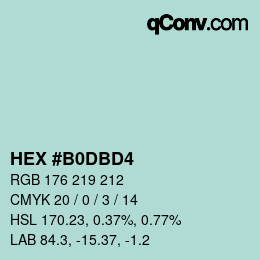 カラーコード: HEX #B0DBD4 | qconv.com