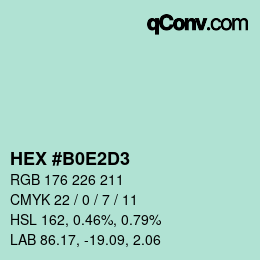 カラーコード: HEX #B0E2D3 | qconv.com