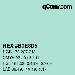 Color code: HEX #B0E3D5 | qconv.com