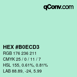 カラーコード: HEX #B0ECD3 | qconv.com