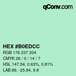 Color code: HEX #B0EDCC | qconv.com