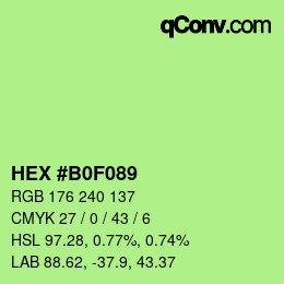 Color code: HEX #B0F089 | qconv.com