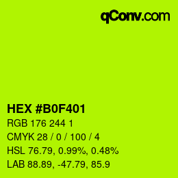 Color code: HEX #B0F401 | qconv.com