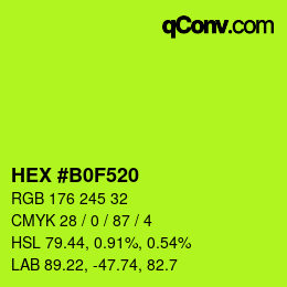 颜色代码: HEX #B0F520 | qconv.com