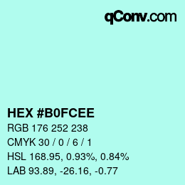 颜色代码: HEX #B0FCEE | qconv.com