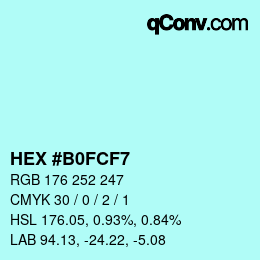 Color code: HEX #B0FCF7 | qconv.com