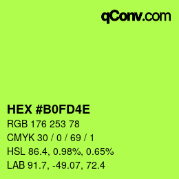 Color code: HEX #B0FD4E | qconv.com