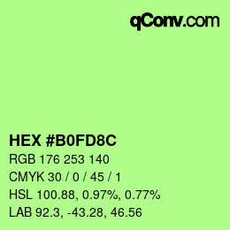 Color code: HEX #B0FD8C | qconv.com