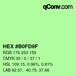 カラーコード: HEX #B0FD9F | qconv.com