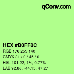 Color code: HEX #B0FF8C | qconv.com