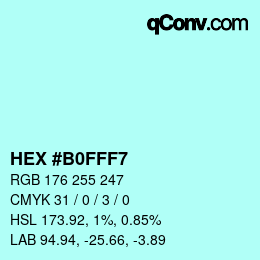 Color code: HEX #B0FFF7 | qconv.com