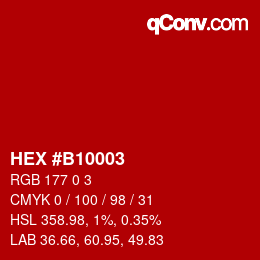 カラーコード: HEX #B10003 | qconv.com