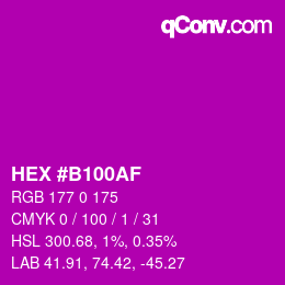 カラーコード: HEX #B100AF | qconv.com