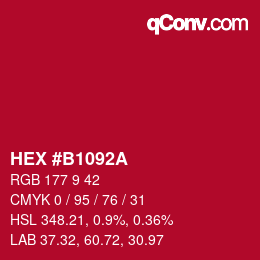 Color code: HEX #B1092A | qconv.com