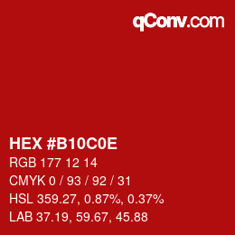 Color code: HEX #B10C0E | qconv.com