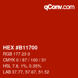 カラーコード: HEX #B11700 | qconv.com