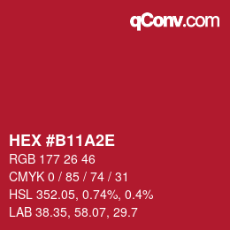 Color code: HEX #B11A2E | qconv.com