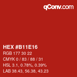 カラーコード: HEX #B11E16 | qconv.com