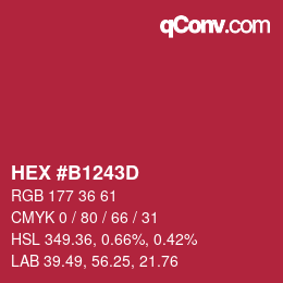 カラーコード: HEX #B1243D | qconv.com