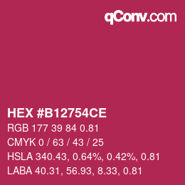 Farbcode: HEX #B12754CE | qconv.com