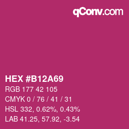 颜色代码: HEX #B12A69 | qconv.com