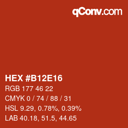 カラーコード: HEX #B12E16 | qconv.com