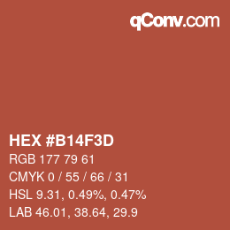 カラーコード: HEX #B14F3D | qconv.com