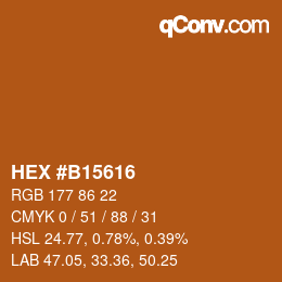 颜色代码: HEX #B15616 | qconv.com