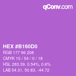 颜色代码: HEX #B160D0 | qconv.com