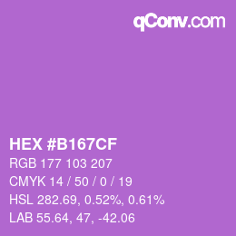 カラーコード: HEX #B167CF | qconv.com