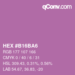 颜色代码: HEX #B16BA6 | qconv.com
