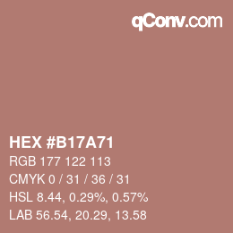 カラーコード: HEX #B17A71 | qconv.com