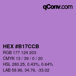 颜色代码: HEX #B17CCB | qconv.com