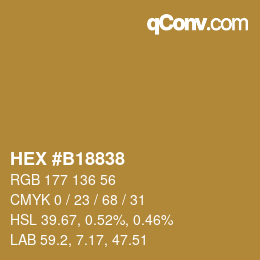 Code couleur: HEX #B18838 | qconv.com