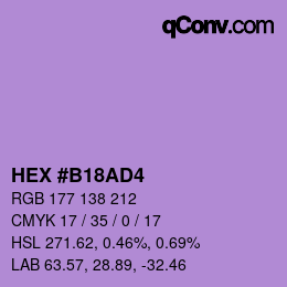 カラーコード: HEX #B18AD4 | qconv.com