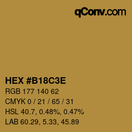 Color code: HEX #B18C3E | qconv.com