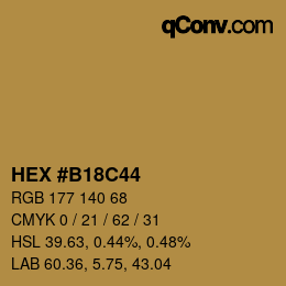 颜色代码: HEX #B18C44 | qconv.com